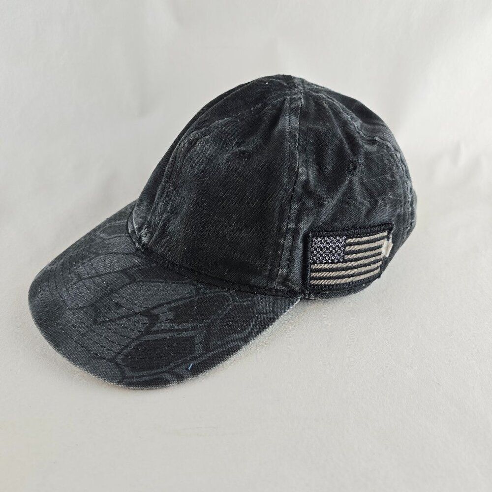 Kryptek Hat Mens Grey Camo Adjustable Hook Loop Outdoor Cap Q3 Technology Flag